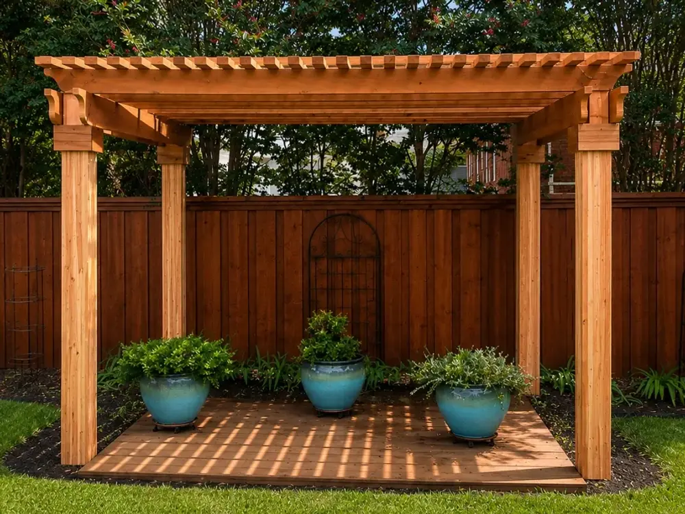 Custom pergola built by North Texas Fence and Deck in Plano, TX